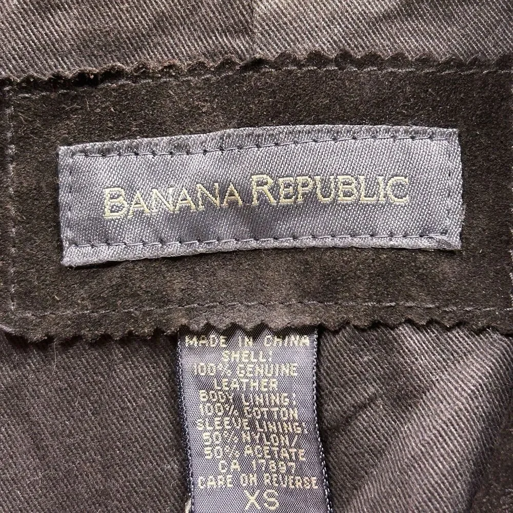 Banana Republic Suede Leather Blazer Men's XS Brown Y2K Dark Academia Grunge
